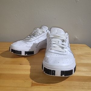 Puma Cali Bold Women's US Size 8 White w/Black Logo Casual Sneakers Shoes